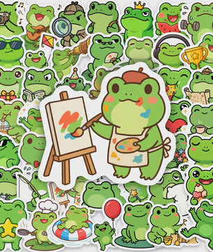 Leuke Kikker Stickers Set - 50-100 Stuks Cartoon Decoratie Decals voor Studenten, Laptops & Notebooks