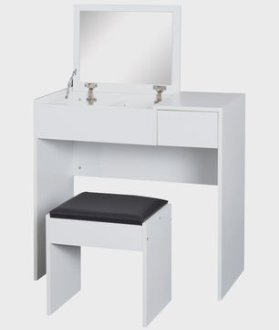 Kaptafel met Spiegel en Kruk - Make-up Tafel met Opbergruimte