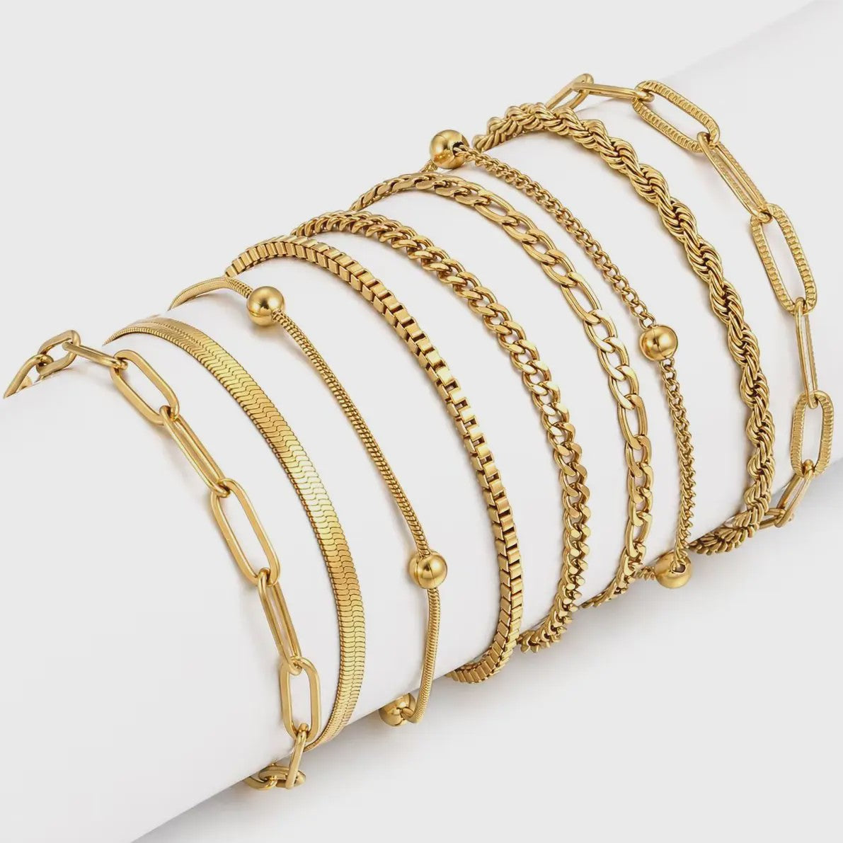 Set van 5 RVS Schakelarmbanden - Minimalistisch & Verstelbaar