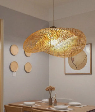 Handgemaakte Bamboe Woven Hanglamp - Vintage Stijl voor Woonkamer & Eetkamer (40-80cm)