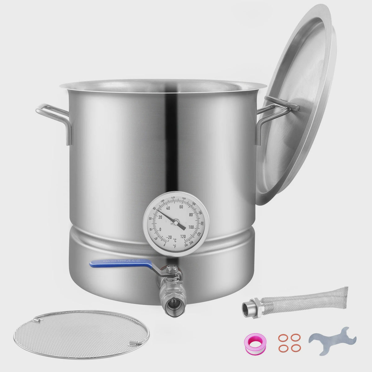 5 Gallon RVS Brouwketel met Thermometer, Kraan en Filter - Ideaal voor Bierbrouwen