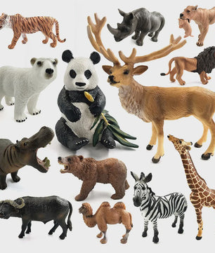 Set Dierenfiguren: Panda, Hert, Nijlpaard, Neushoorn, IJsbeer, Giraf, Kameel & Zebra - Decoratie Beeldjes