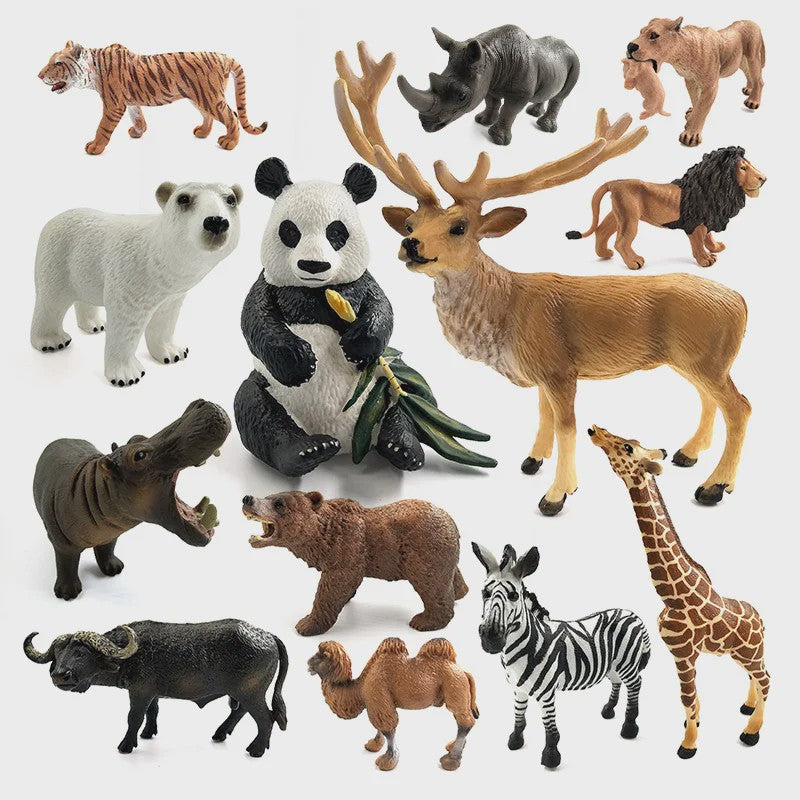 Set Dierenfiguren: Panda, Hert, Nijlpaard, Neushoorn, IJsbeer, Giraf, Kameel & Zebra - Decoratie Beeldjes