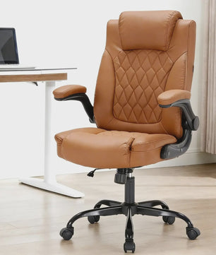 Ergonomische Directiestoel Kunstleer - 159KG Draagvermogen, Lendesteun & Opklapbare Armleuningen