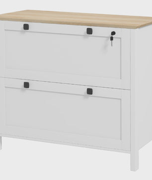 Homcom Archiefkast met 2 Lades, Hangmappen en Slot - Oak/Wit - 79x40x72 cm