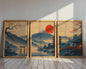 Set van 3 Japanse Muurkunst Prints: Fuji, Torii Poort & Pagode