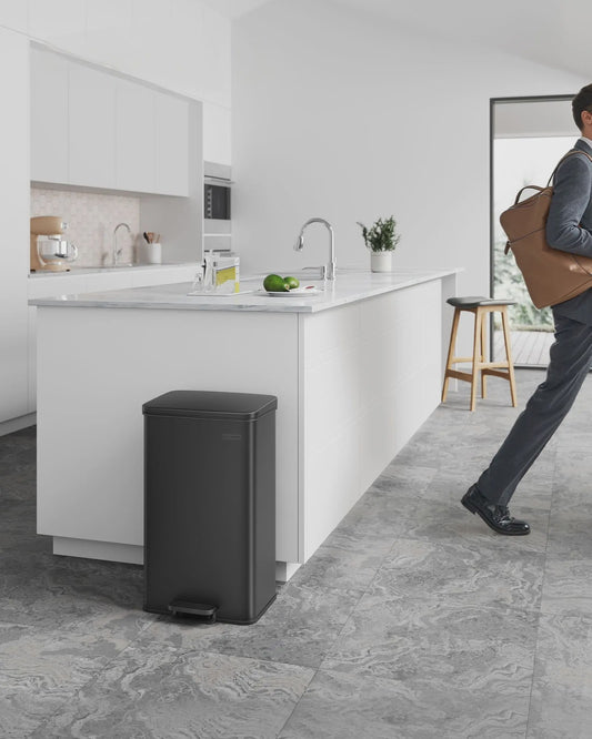 SONGMICS Keukenprullenbak 40L met Pedal en Deksel - RVS
