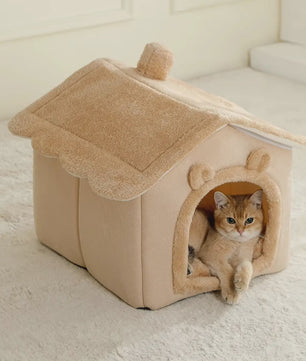 Opvouwbaar Katten- en Hondenhuisje met Uitneembaar Kussen - Wasbaar & Zacht