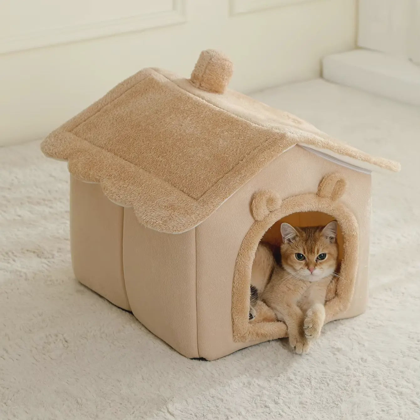 Opvouwbaar Katten- en Hondenhuisje met Uitneembaar Kussen - Wasbaar & Zacht