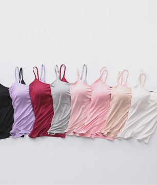 Dames Top met Ingebouwde Beha - Comfortabele Camisole Tanktop met Verstelbare Bandjes