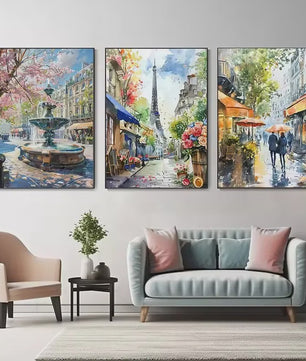 Franse Parijse Stadsgezichten Aquarel Kunst Posters Canvas Prints Wanddecoratie