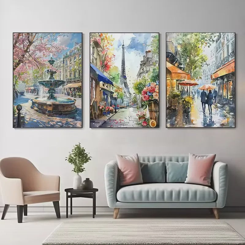 Franse Parijse Stadsgezichten Aquarel Kunst Posters Canvas Prints Wanddecoratie
