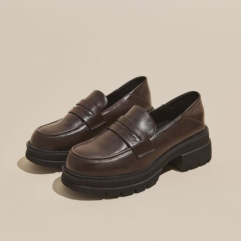 Dames Platform Loafers - Britse Stijl, Comfortabel & Modieus voor Dagelijks Gebruik