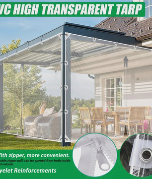 Waterdicht Transparant PVC Zeildoek met Ritssluiting en Verstevigde Oogjes - Ideaal voor Tuin en Garage