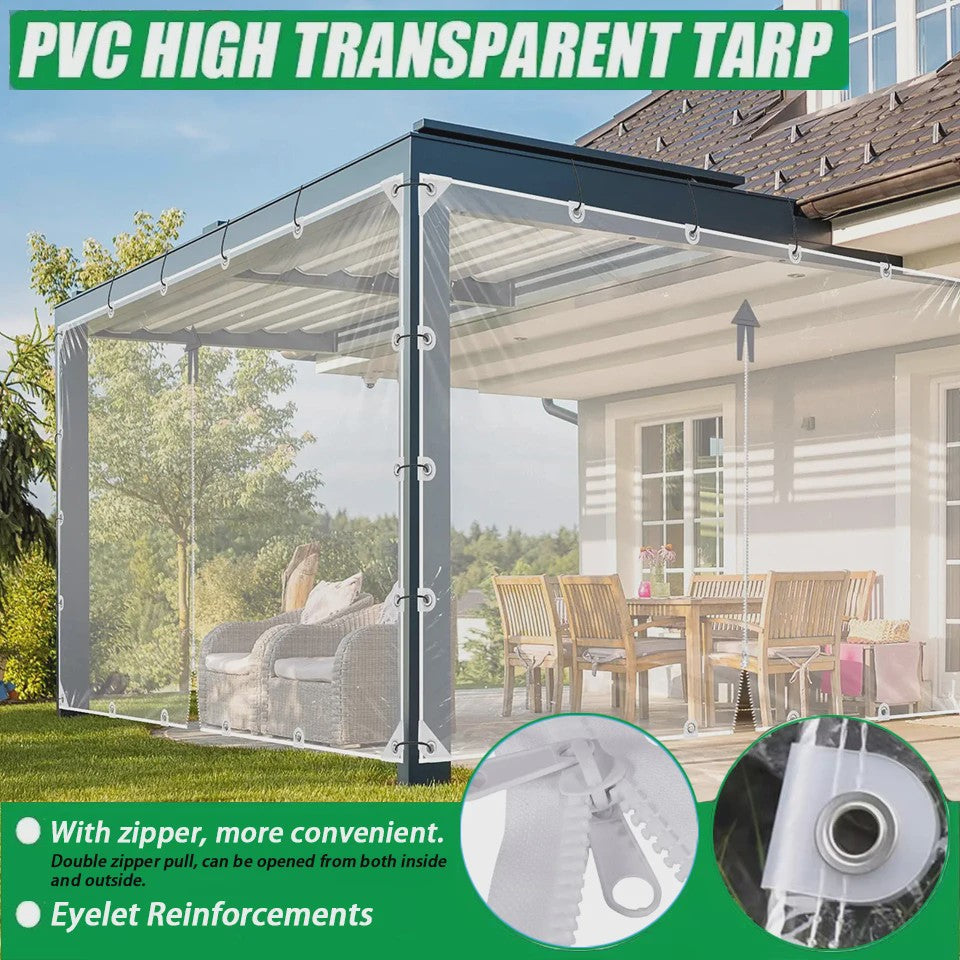 Waterdicht Transparant PVC Zeildoek met Ritssluiting en Verstevigde Oogjes - Ideaal voor Tuin en Garage