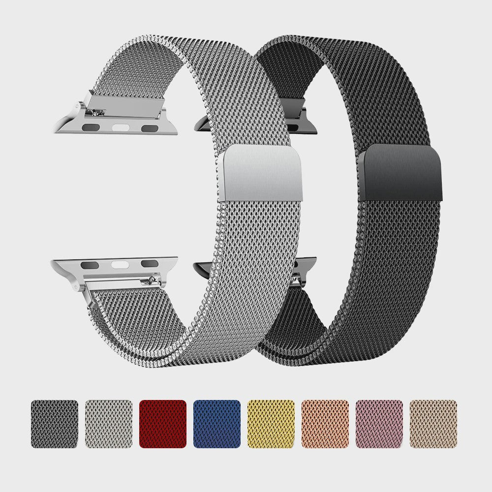 Milanese Band voor Apple Watch Ultra 2/3 49mm & Series 1-11 (38-45mm) - Roestvrij Staal, Magnetische Sluiting