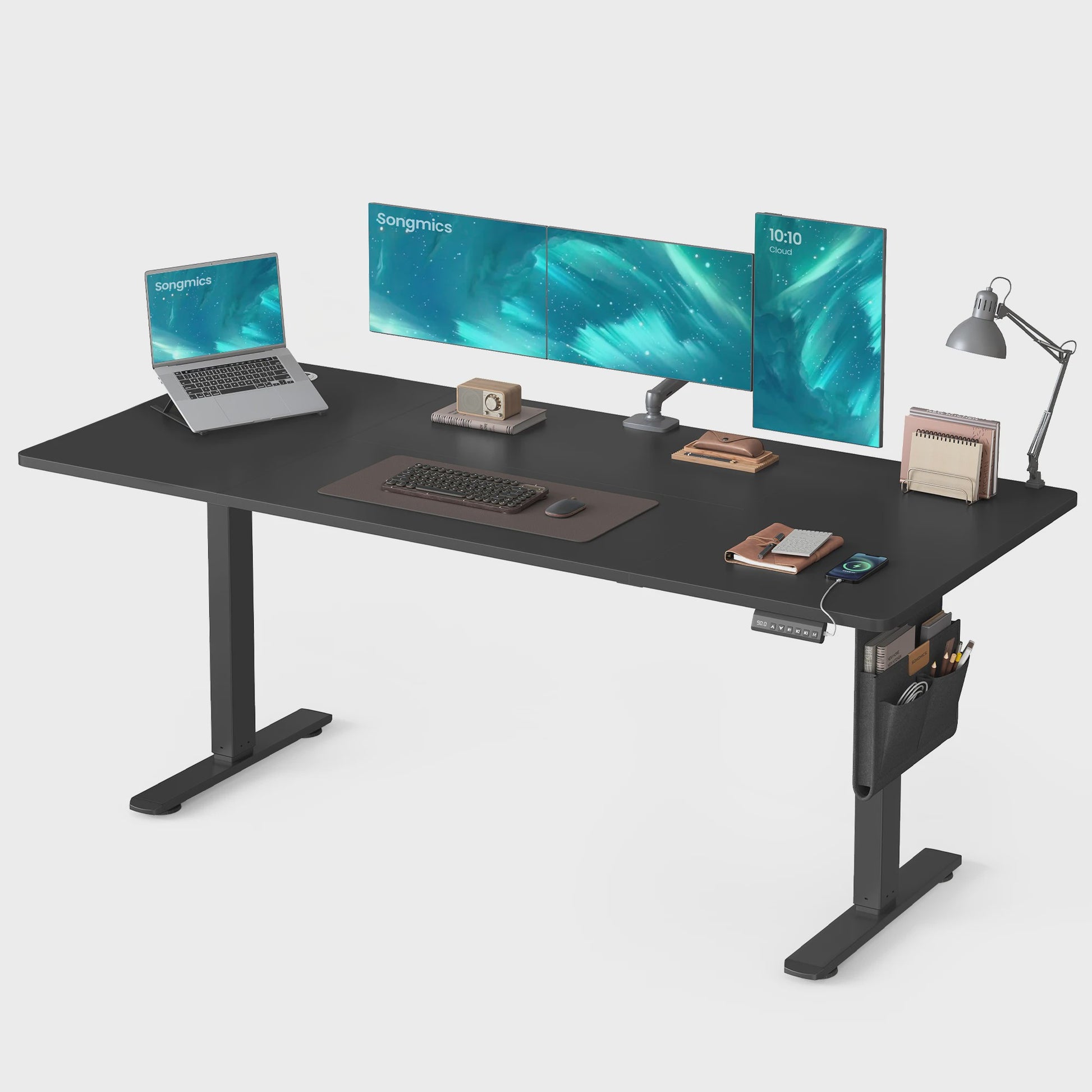SONGMICS Elektrisch In hoogte Verstelbaar Bureau 180x80 cm met USB-C en Memory Functie