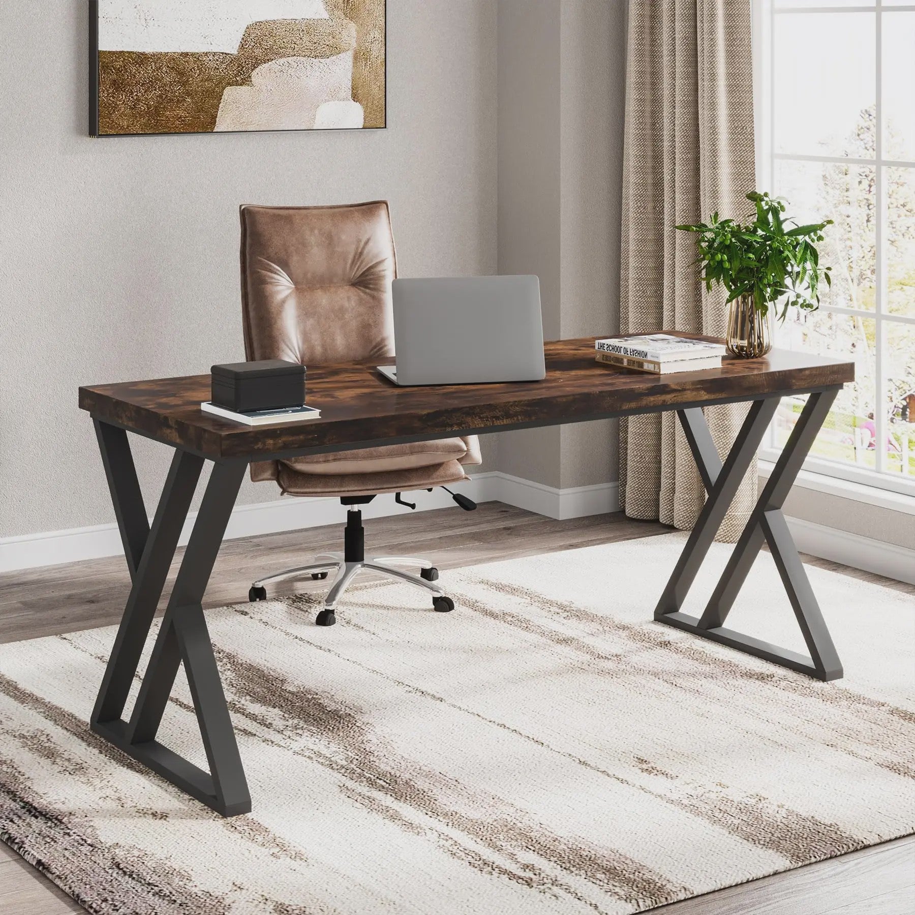 Modern 140cm Bureau met Z-Poot - Robuust Computerbureau voor Thuiswerken