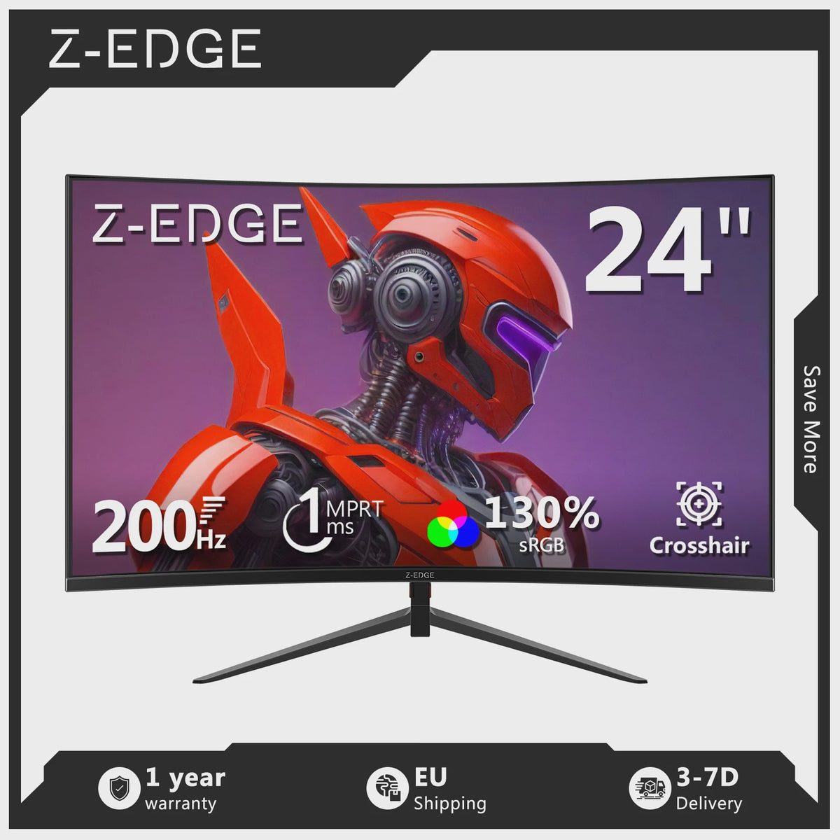 Z-EDGE 24" Curved Gaming Monitor | 200Hz, 1ms MPRT, Full HD 1080p, FreeSync, HDR