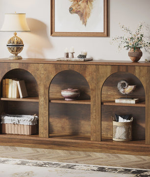 Farmhouse Console Tafel 63 Inch met 3 Niveaus - Houten Entree & Sofa Tafel
