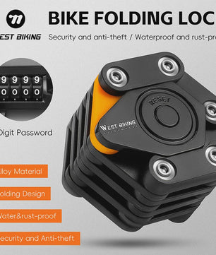 WEST BIKING Fiets Vouwslot met 4 Cijfers Code - Anti-diefstal & Draagbaar