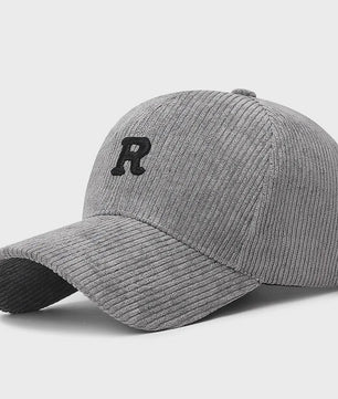 Corduroy Baseballpet met 3D Geborduurde 'R' - Stijlvolle Pet voor Herfst & Winter