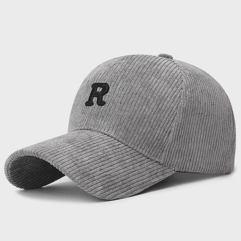 Corduroy Baseballpet met 3D Geborduurde 'R' - Stijlvolle Pet voor Herfst & Winter