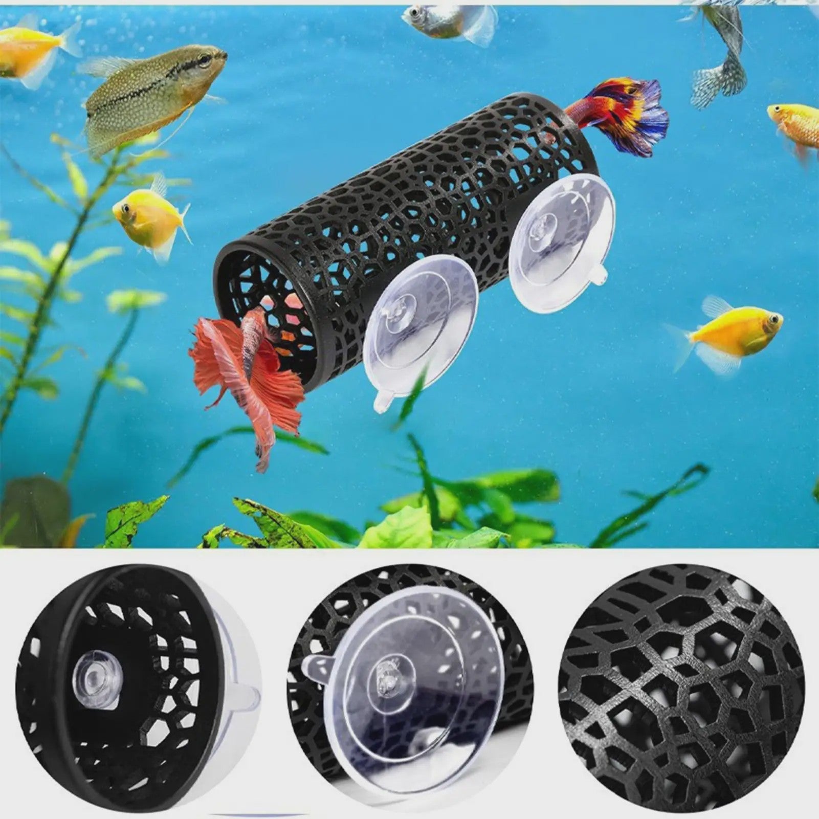 Betta Vis Schuilplaats Tunnel met Hangmat Bed - Aquarium Decoratie voor Kleine Vissen, Garnalen & Kreeftjes