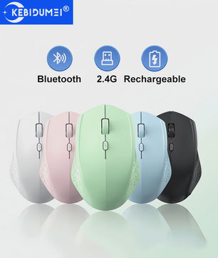Draadloze Dual-Mode Muis: Bluetooth 5.2 & 2.4G, Oplaadbaar, Stille Kliks voor PC & Laptop