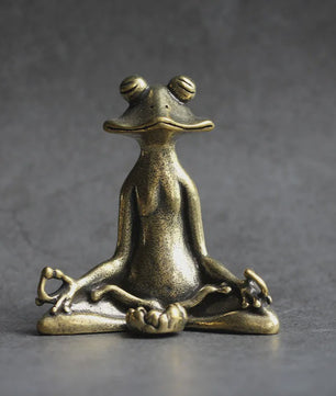 Meditatie Kikker Beeldje Antiek Messing - Wierookhouder & Zen Decoratie