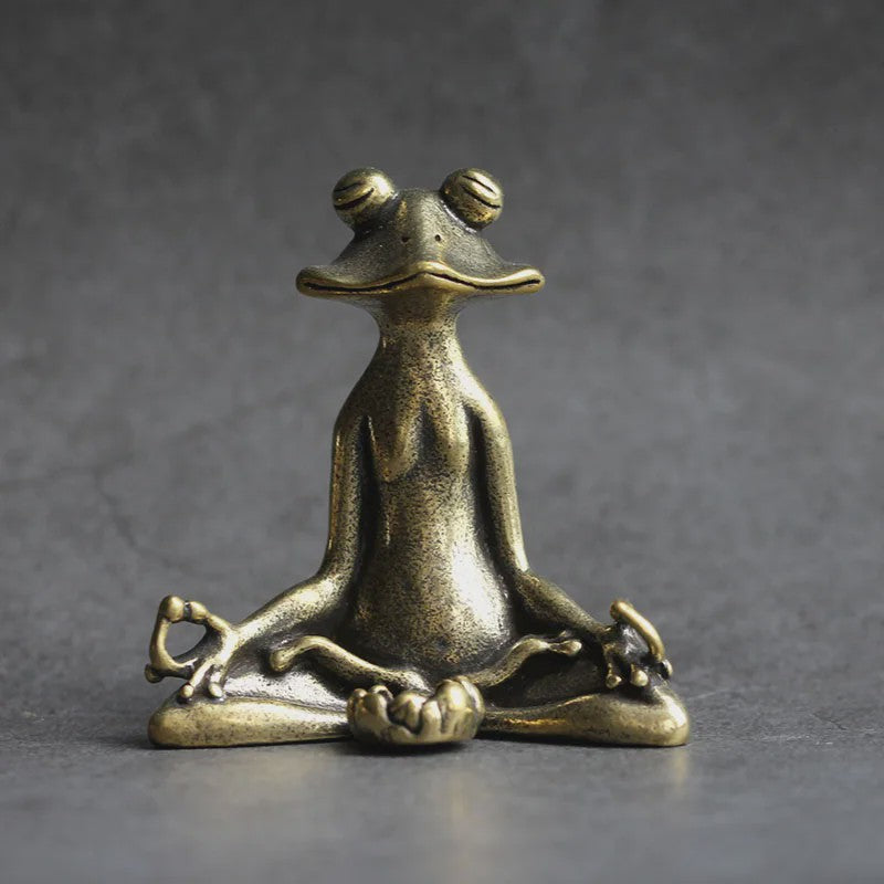 Meditatie Kikker Beeldje Antiek Messing - Wierookhouder & Zen Decoratie