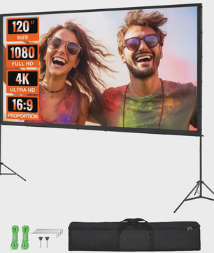 Draagbaar Projectiescherm met Statief - 100/120/150 inch - 16:9 - 4K HD