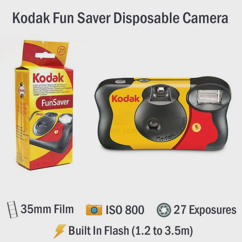 Kodak FunSaver Wegwerpcamera 35mm met Flits - Waterdicht - 27 Opnames