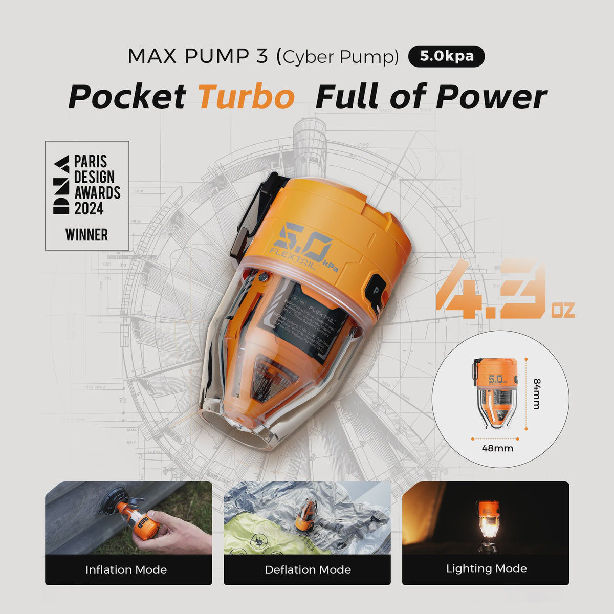 FLEXTAIL MAX PUMP 3: Draagbare Elektrische Luchtpomp met 3-standen Verlichting
