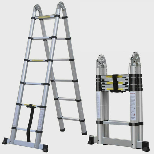 Uitschuifbare Telescoopladder 3.8m of 5m - A-Frame, Aluminium, 150kg Belastbaar, EN131 Gecertificeerd