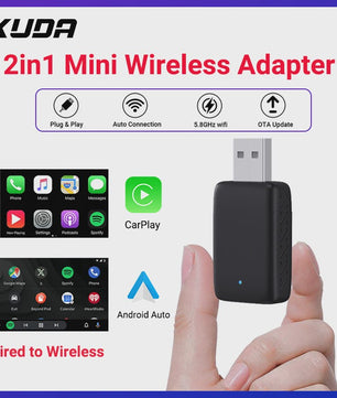 Draadloze CarPlay & Android Auto Adapter - 2-in-1 Mini USB Module met 5GHz WiFi