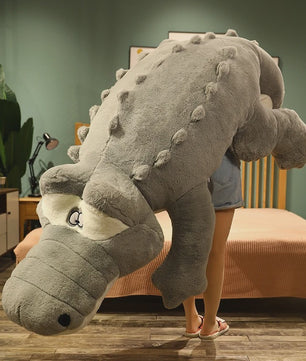 Levensgrote Pluche Alligator Knuffel - Zacht Krokodil Kussen 60-150cm