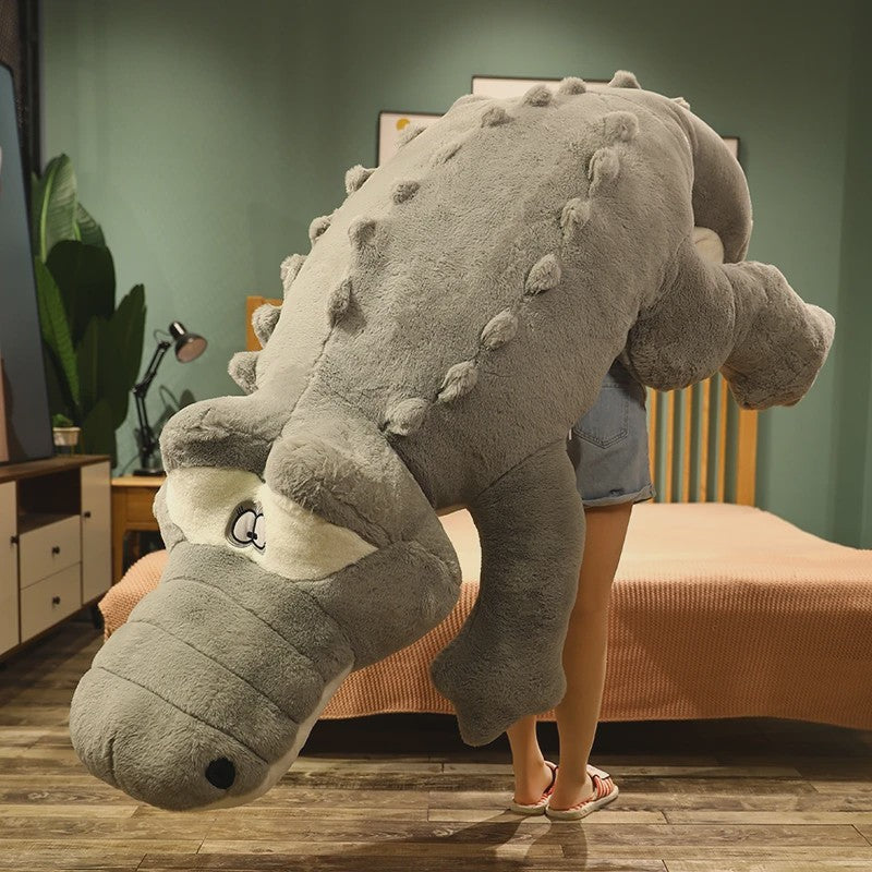 Levensgrote Pluche Alligator Knuffel - Zacht Krokodil Kussen 60-150cm