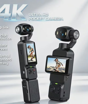 4K Handheld Gimbal Action Camera met 180° Draaibare Lens, Anti-Shake & Fill Light voor Vlogs & Outdoor Sport