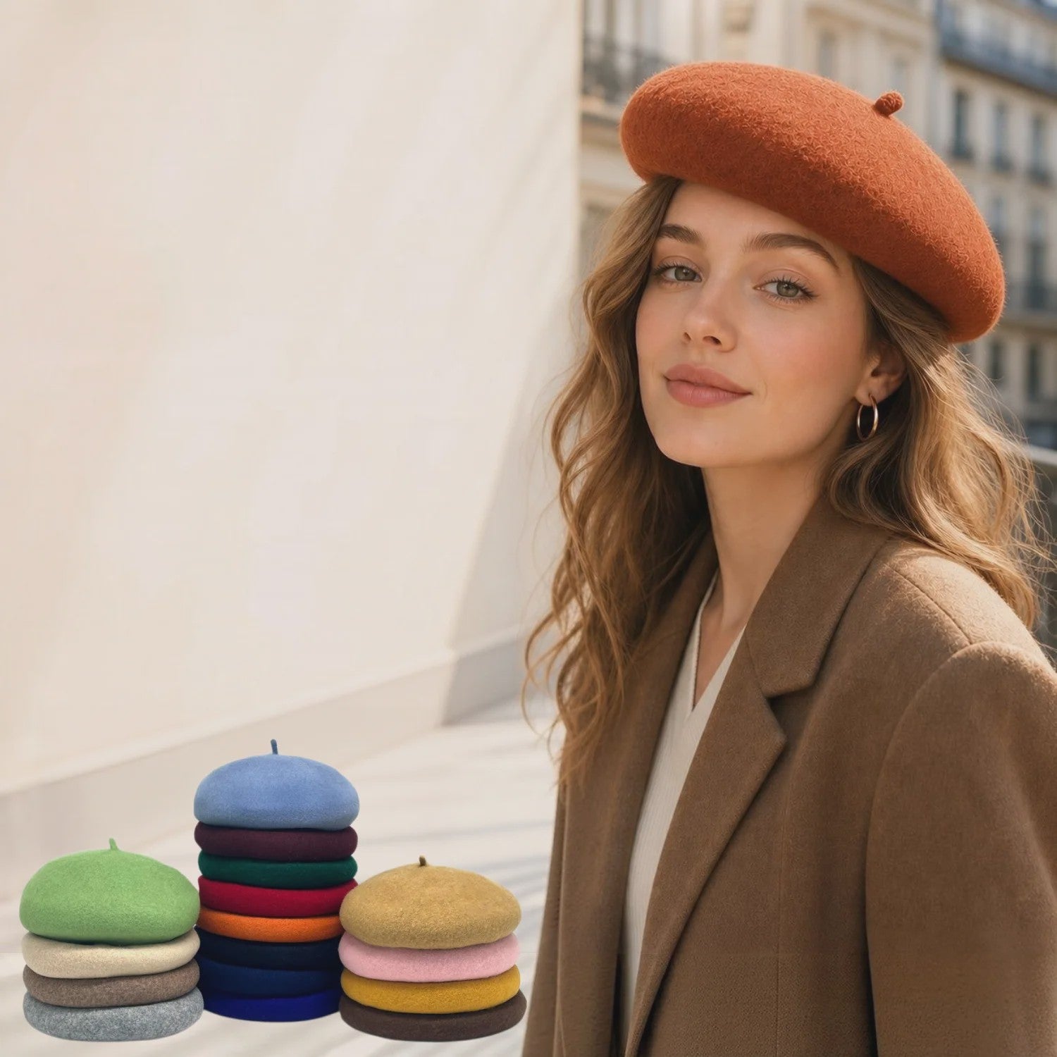 Dames Baret Hoed - Vintage Wol Baret Cap voor Herfst & Winter