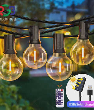 12M 30 LED G40 Slinger Verlichting - Solar & USB, Waterdicht, Buiten