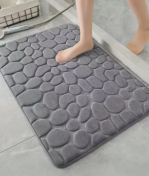 Antislip Badmat met 3D Steen Design - Absorberend & Sneldrogend