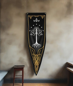 VIKAMA Elven Ring Vlag van Gondor - Middeleeuwse Wanddecoratie