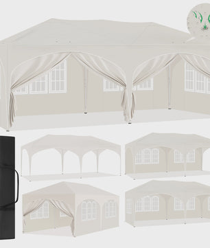 Pop-Up Partytent 3x6m - Verstelbaar, Waterdicht Paviljoen met 6 Zijwanden voor Tuin & Outdoor