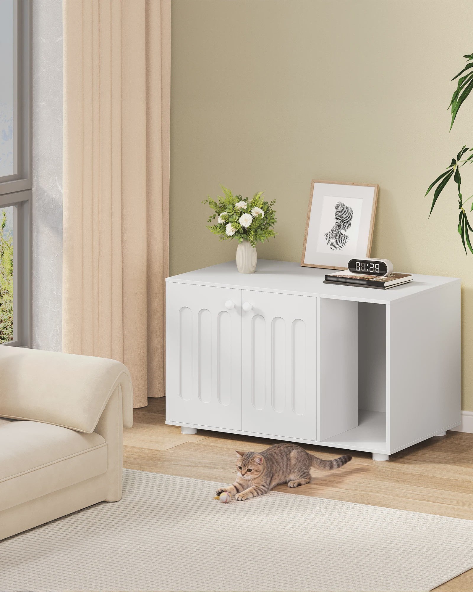 Stijlvolle Katten Toiletkast met Deur en Divider - Modern Design