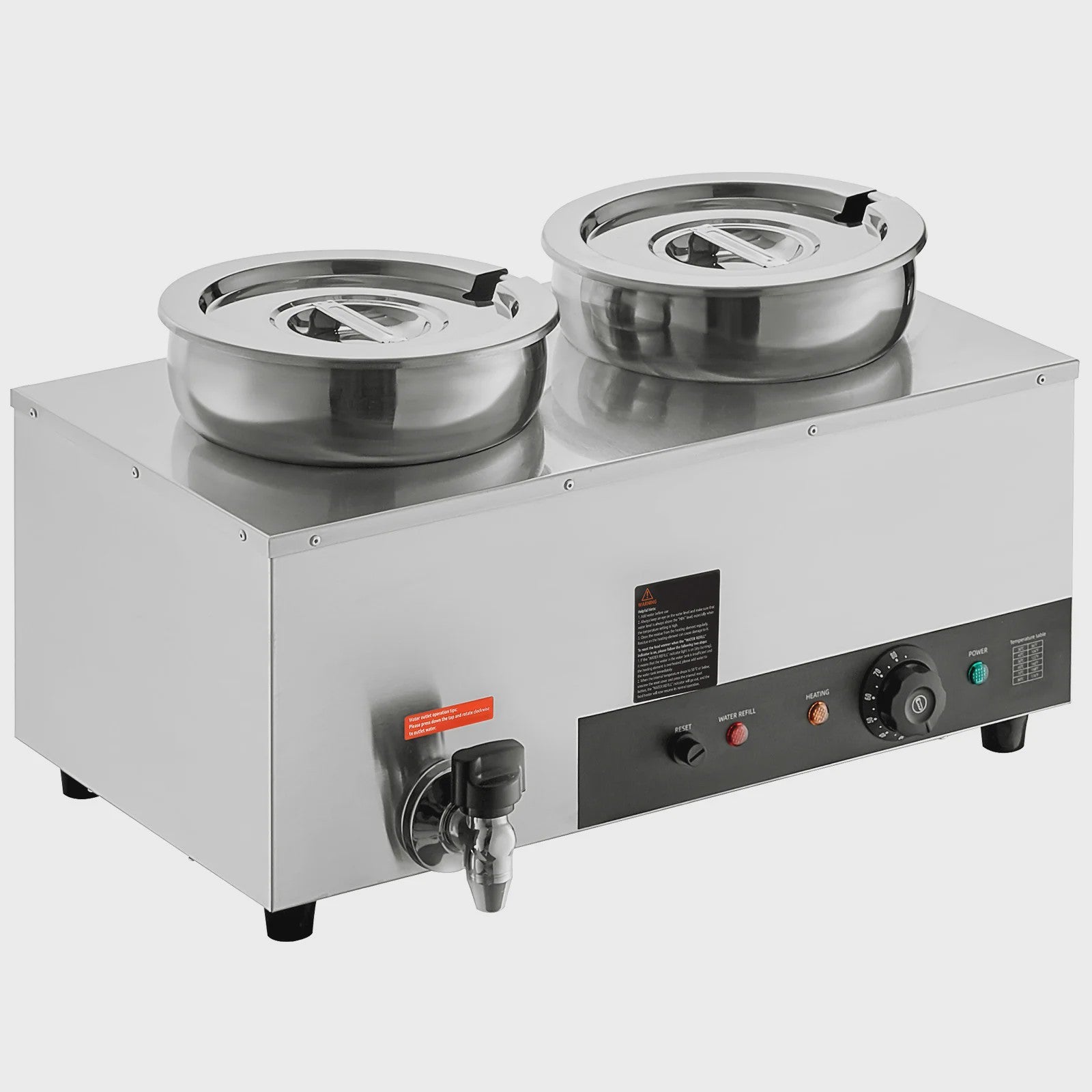 Professionele Dubbele Soepwarmer 1200W - 2x 7.4QT RVS - Buffet & Restaurant
