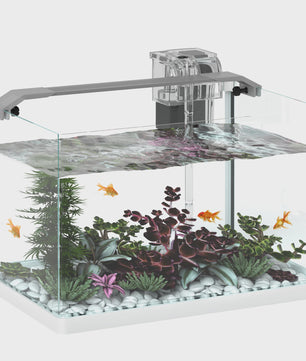 PawHut Glazen Aquarium met LED Verlichting, Filterpomp en 20L Inhoud - 38x26x27 cm Wit