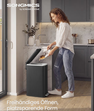 Songmics Keuken Pedaalemmer 50L - Stijlvol RVS met Soft Close & Ruimtebesparend Ontwerp