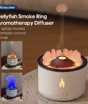 Vulkaanas Aroma Diffuser met Vlam & Kwallen Rookeffect - Luchtbevochtiger & Aromatherapie