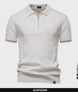 Heren Gebreide Polo met Rits - Slim Fit Sport & Casual